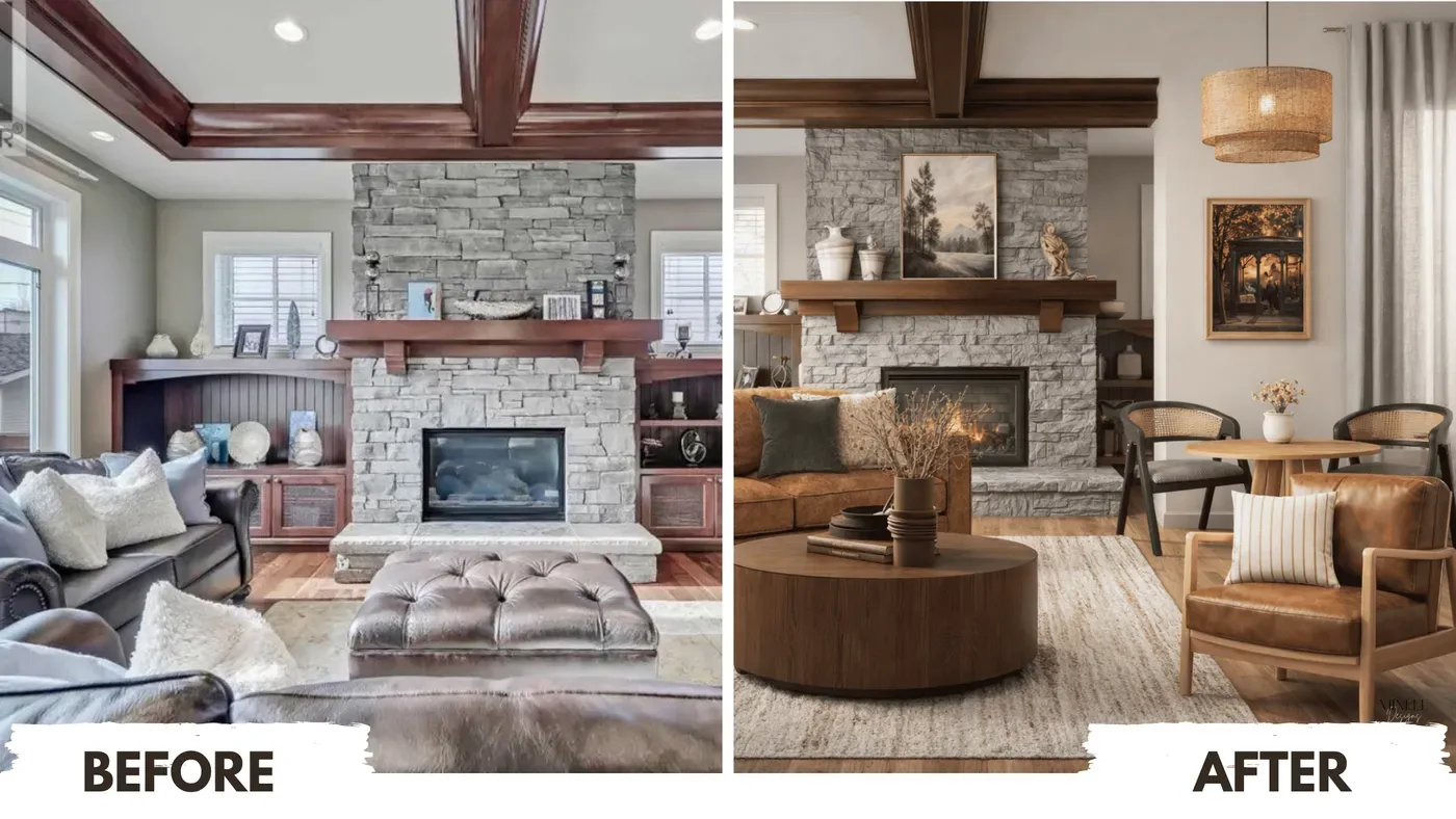Before and after: rustic living room redesign