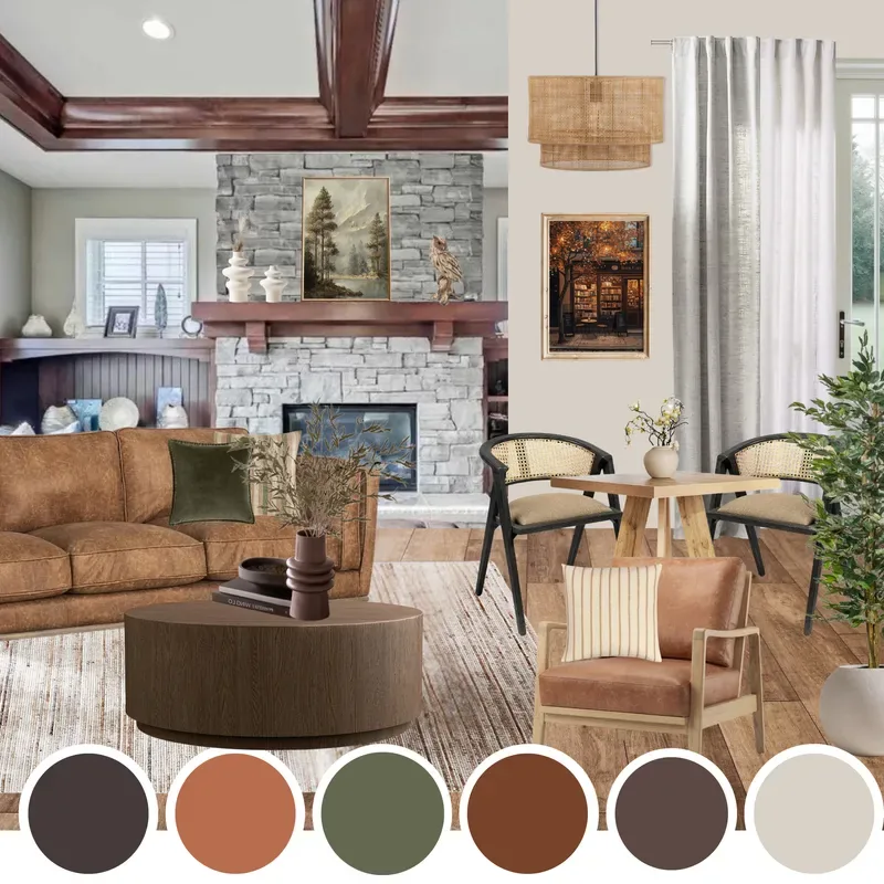 Rustic living room redesign: design board 1