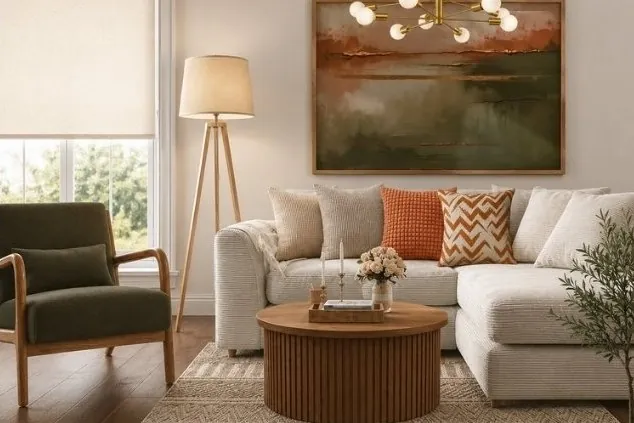 After: open-plan living room